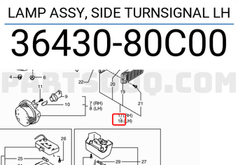 Suzuki 3643080C00 LAMP ASSY, SIDE TURNSIGNAL LH