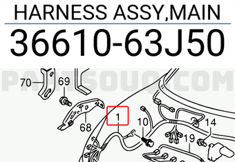 Suzuki 3661063J50 HARNESS ASSY,MAIN