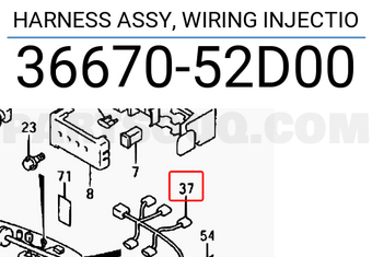 Suzuki 3667052D00 HARNESS ASSY, WIRING INJECTIO
