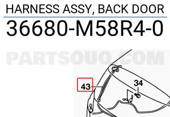 Suzuki 36680M58R40 HARNESS ASSY, BACK DOOR
