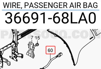 Suzuki 3669168LA0 WIRE, PASSENGER AIR BAG