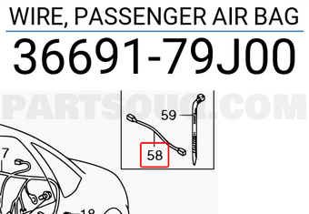 Suzuki 3669179J00 WIRE, PASSENGER AIR BAG