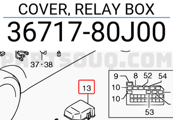 Suzuki 3671780J00 COVER, RELAY BOX