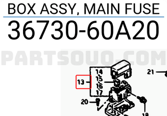 Suzuki 3673060A20 BOX ASSY, MAIN FUSE