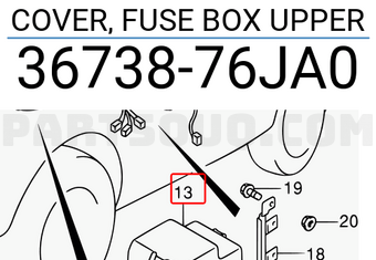 Suzuki 3673876JA0 COVER, FUSE BOX UPPER
