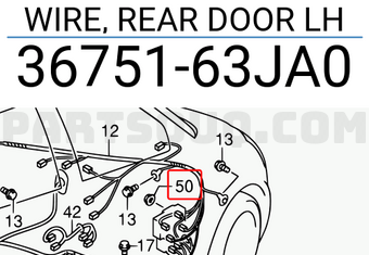 Suzuki 3675163JA0 WIRE, REAR DOOR LH