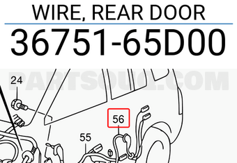 Suzuki 3675165D00 WIRE, REAR DOOR