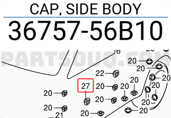 Suzuki 3675756B10 CAP, SIDE BODY
