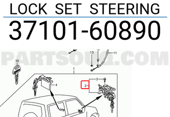 Suzuki 3710160890 LOCK SET STEERING
