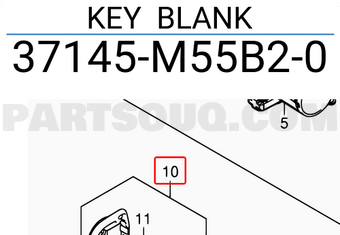 Suzuki 37145M55B20 KEY BLANK