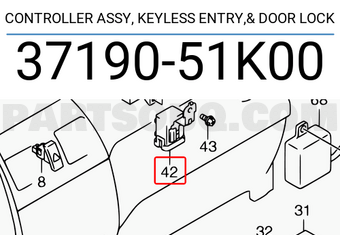 Suzuki 3719051K00 CONTROLLER ASSY, KEYLESS ENTRY,& DOOR LOCK
