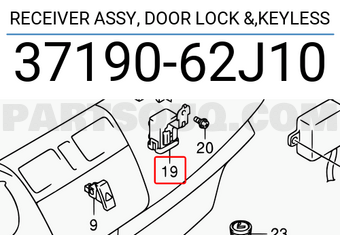 Suzuki 3719062J10 RECEIVER ASSY, DOOR LOCK &,KEYLESS