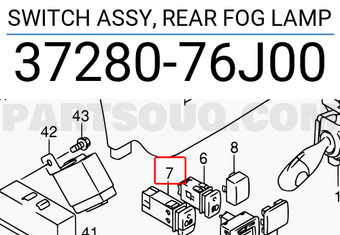 Suzuki 3728076J00 SWITCH ASSY, REAR FOG LAMP