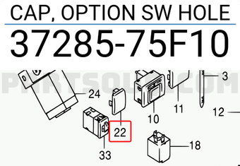 Suzuki 3728575F10 CAP, OPTION SW HOLE