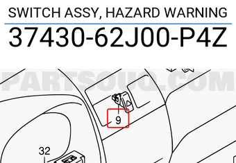 Suzuki 3743062J00P4Z SWITCH ASSY, HAZARD WARNING