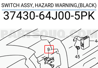 Suzuki 3743064J005PK SWITCH ASSY, HAZARD WARNING,(BLACK)