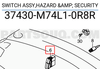 Suzuki 37430M74L10R8R SWITCH ASSY,HAZARD & SECURITY