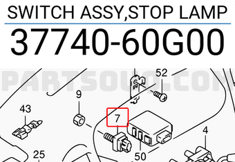Suzuki 3774060G00 SWITCH ASSY,STOP LAMP
