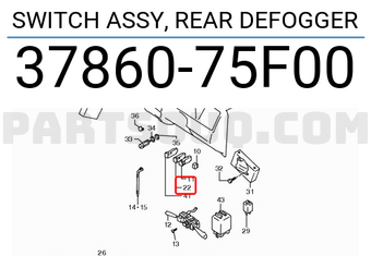 Suzuki 3786075F00 SWITCH ASSY, REAR DEFOGGER