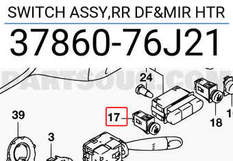 Suzuki 3786076J21 SWITCH ASSY,RR DF&MIR HTR