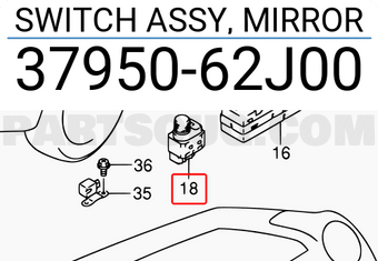 Suzuki 3795062J00 SWITCH ASSY, MIRROR