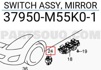 Suzuki 37950M55K01 SWITCH ASSY, MIRROR