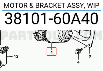 Suzuki 3810160A40 MOTOR & BRACKET ASSY, WIP