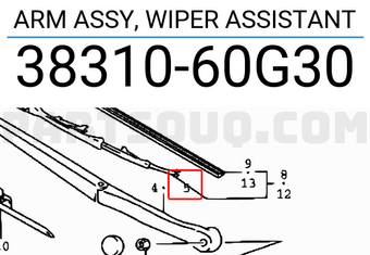 Suzuki 3831060G30 ARM ASSY, WIPER ASSISTANT