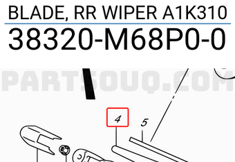 Suzuki 38320M68P00 BLADE, RR WIPER A1K310