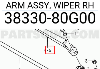 Suzuki 3833080G00 ARM ASSY, WIPER RH