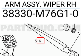 Suzuki 38330M76G10 ARM ASSY, WIPER RH