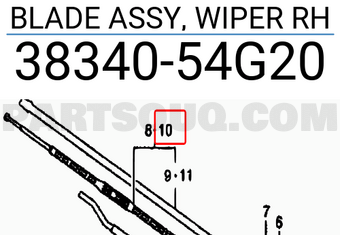 Suzuki 3834054G20 BLADE ASSY, WIPER RH