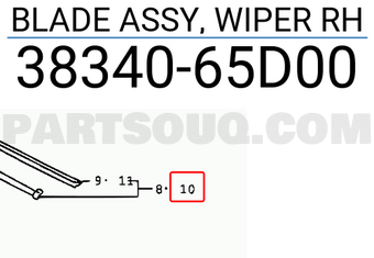 Suzuki 3834065D00 BLADE ASSY, WIPER RH