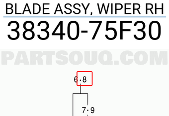 Suzuki 3834075F30 BLADE ASSY, WIPER RH