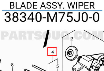 Suzuki 38340M75J00 BLADE ASSY, WIPER