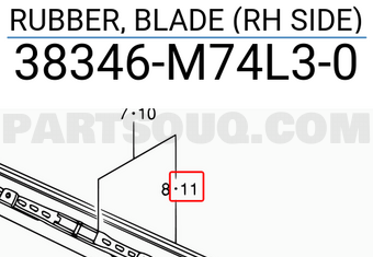 Suzuki 38346M74L30 RUBBER, BLADE (RH SIDE)