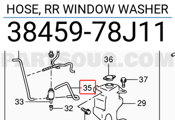 Suzuki 3845978J11 HOSE, RR WINDOW WASHER