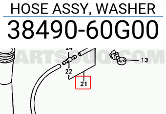 Suzuki 3849060G00 HOSE ASSY, WASHER