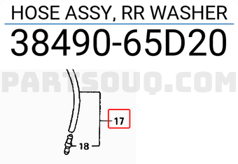 Suzuki 3849065D20 HOSE ASSY, RR WASHER