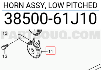 Suzuki 3850061J10 HORN ASSY, LOW PITCHED