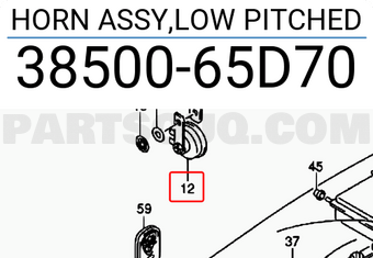 Suzuki 3850065D70 HORN ASSY,LOW PITCHED