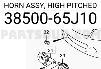 Suzuki 3850065J10 HORN ASSY, HIGH PITCHED