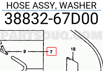 Suzuki 3883267D00 HOSE ASSY, WASHER