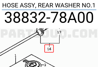 Suzuki 3883278A00 HOSE ASSY, REAR WASHER NO.1