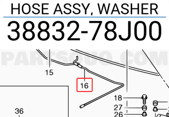 Suzuki 3883278J00 HOSE ASSY, WASHER