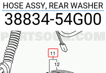 Suzuki 3883454G00 HOSE ASSY, REAR WASHER