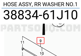 Suzuki 3883461J10 HOSE ASSY, RR WASHER NO.1