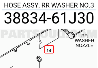 Suzuki 3883461J30 HOSE ASSY, RR WASHER NO.3