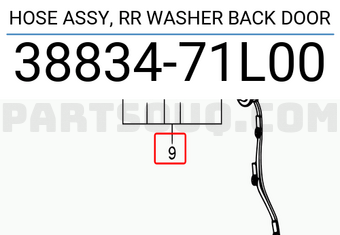 Suzuki 3883471L00 HOSE ASSY, RR WASHER BACK DOOR