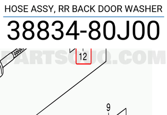 Suzuki 3883480J00 HOSE ASSY, RR BACK DOOR WASHER